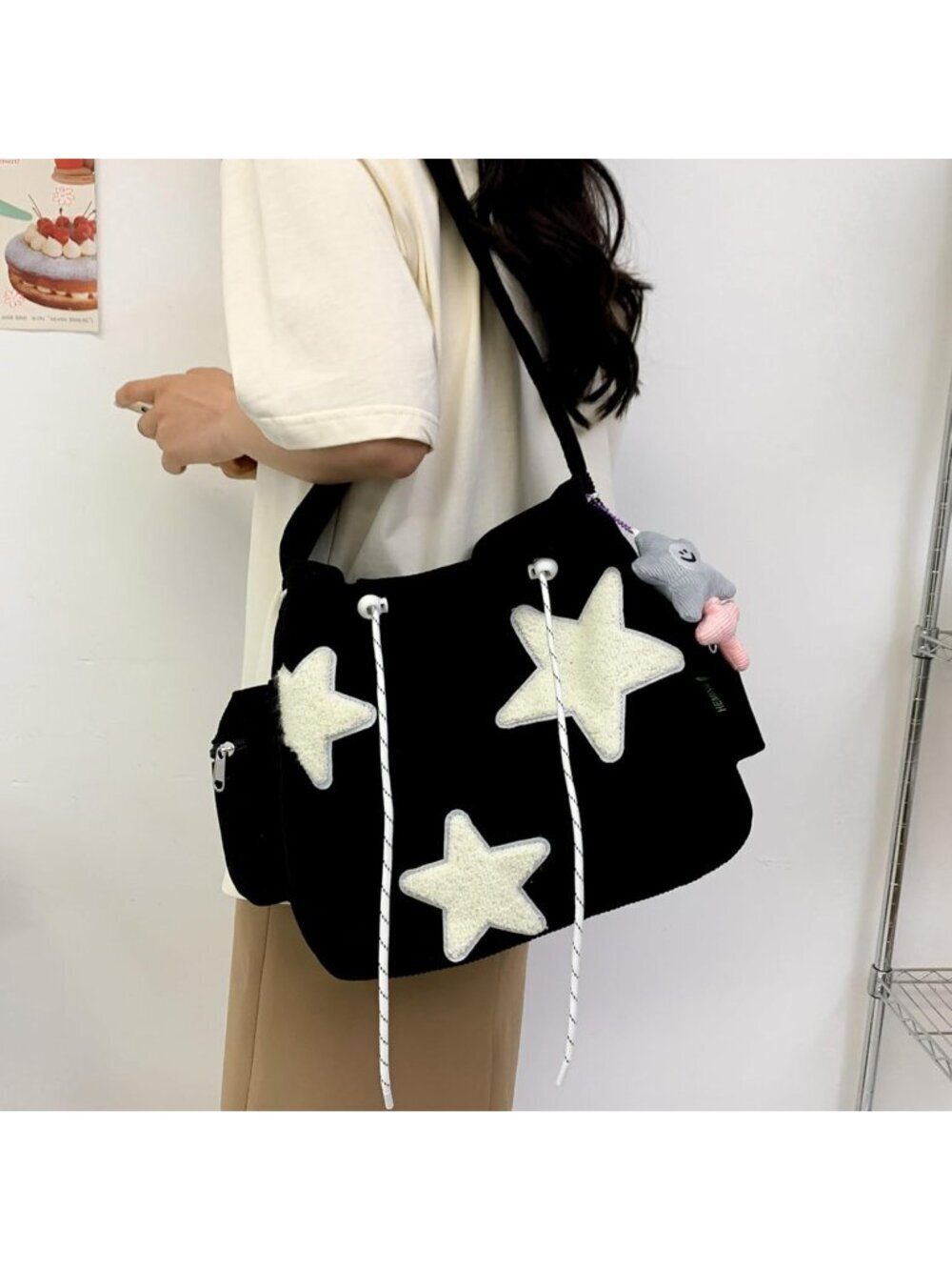 Women' Black Cute Travel comfortable Shopping Tote Crossbody Shoulder Bag - Picture 2 of 6